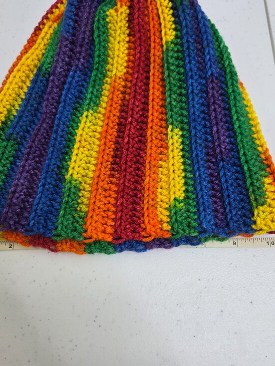 Hand-Crocheted Rainbow Beanie, Pride Striped Hat, Acrylic Yarn, Festival Wear main image 2
